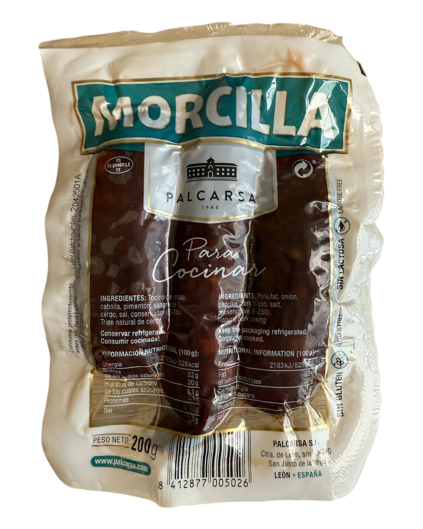 Palcarsa Cooking Morcilla 3 Units Per Pack - 200g